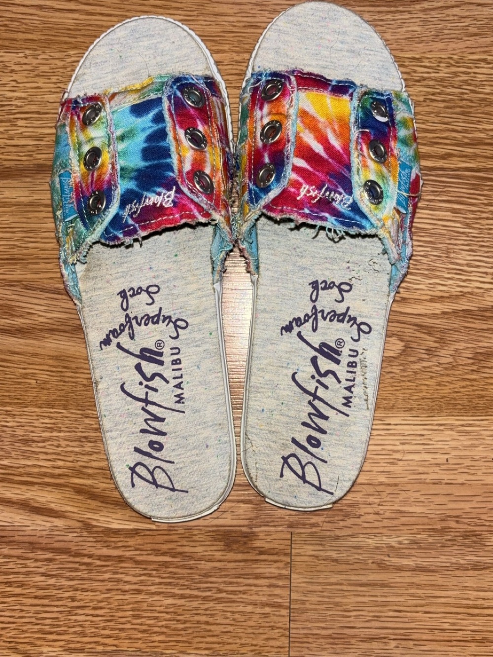Blowfish Tie-Dye Slide Mules in Rainbow